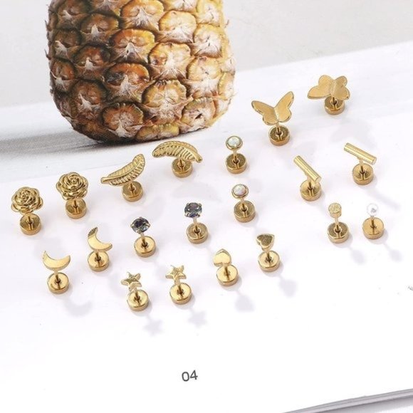 18 Pairs Stainless Steel Stud Earrings Set for Women Men Star Moon flowe… - Picture 1 of 15